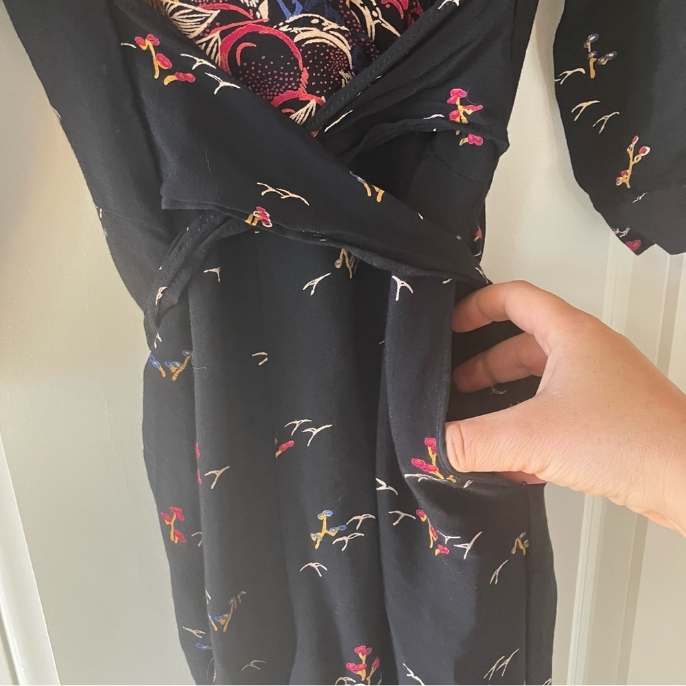 Anthropologie Feather Bone Nara Dark Floral Jumpsuit Sz 4 - Picture 11 of 13